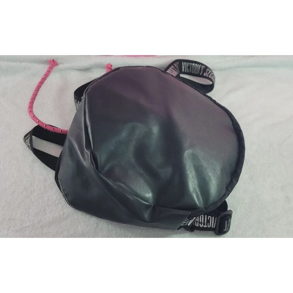 Victoria's Secret Gym Pink Drawstring Backpack Bag Black Missing Logo No Straps